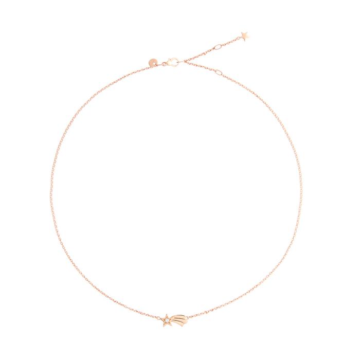 COLLIER COMET STAR OR ROSE ET DIAMANT