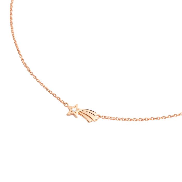 COLLIER COMET STAR OR ROSE ET DIAMANT