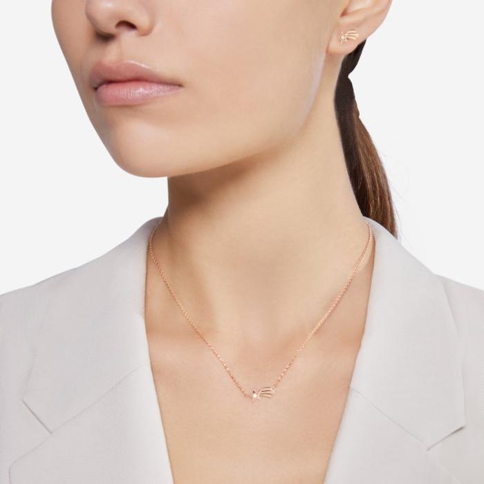COLLIER COMET STAR OR ROSE ET DIAMANT