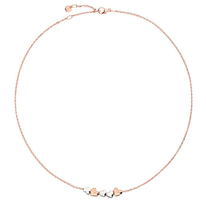 COLLIER COEUR EN OR ROSE ET ARGENT