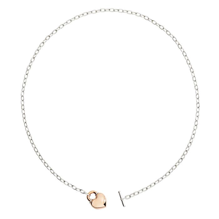 COLLANA CUORE ORO ROSA & ARGENTO