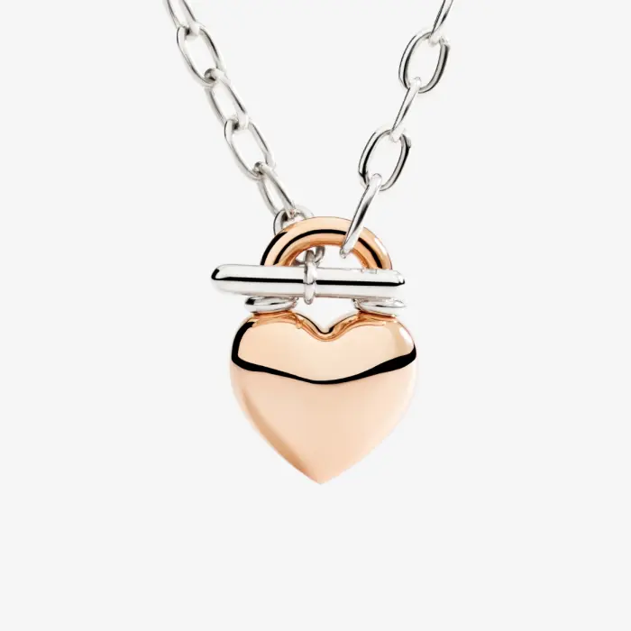 COLLANA CUORE ORO ROSA & ARGENTO