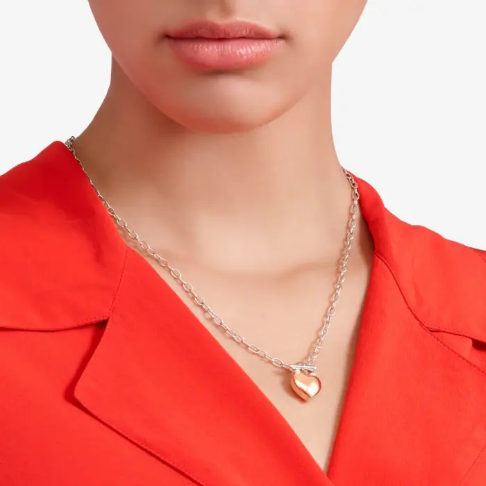 COLLANA CUORE ORO ROSA & ARGENTO