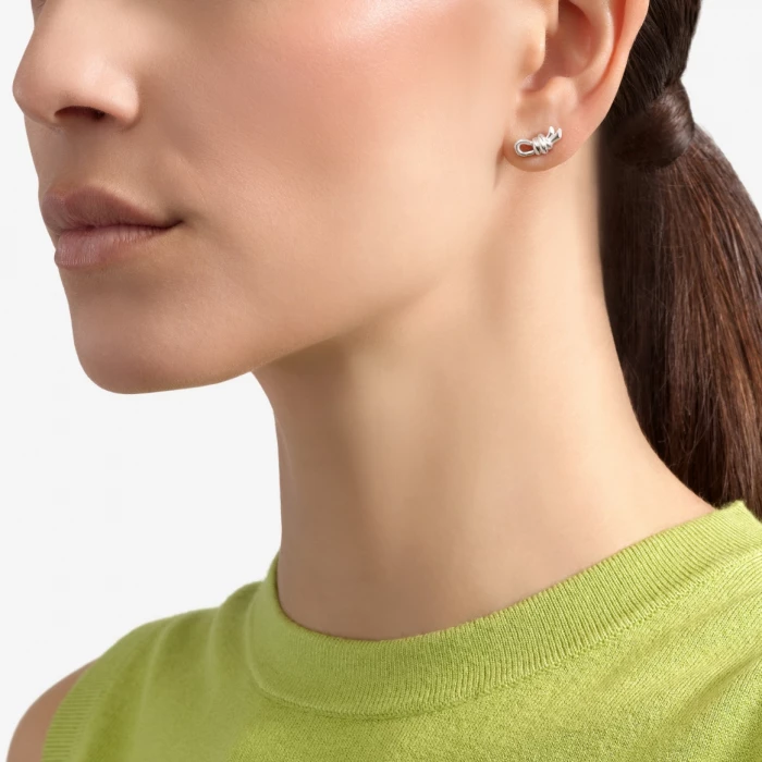 SILVER KNOT STUD EARRING