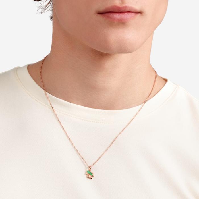 CIONDOLO RANA ORO ROSA, SMALTO & ZAFFIRI