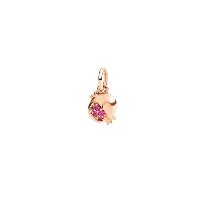 PENDENTIF GRENADE OR ROSE ET RUBIS