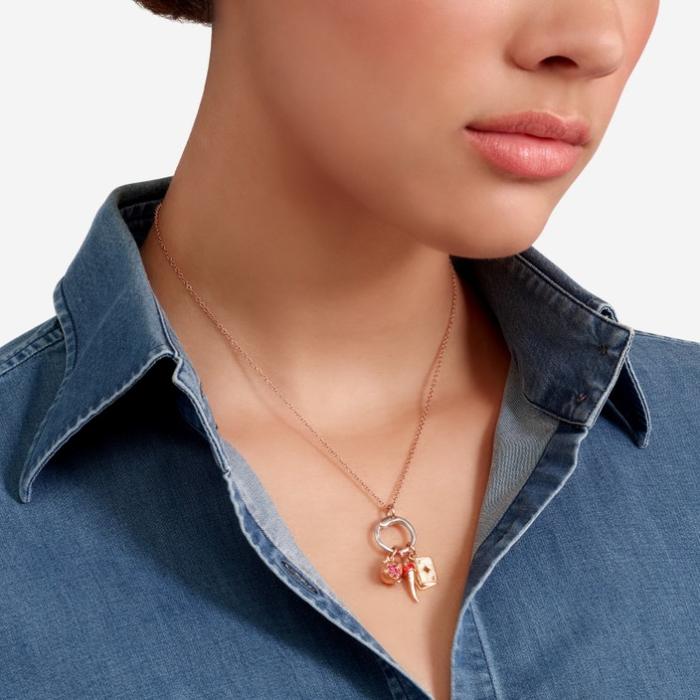 PENDENTIF GRENADE OR ROSE ET RUBIS