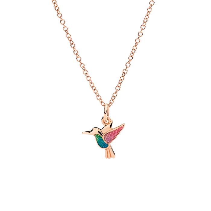 CIONDOLO COLIBRÌ ORO ROSA & SMALTO