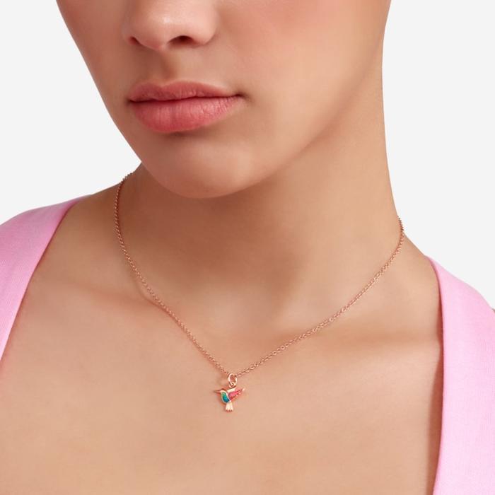 CIONDOLO COLIBRÌ ORO ROSA & SMALTO