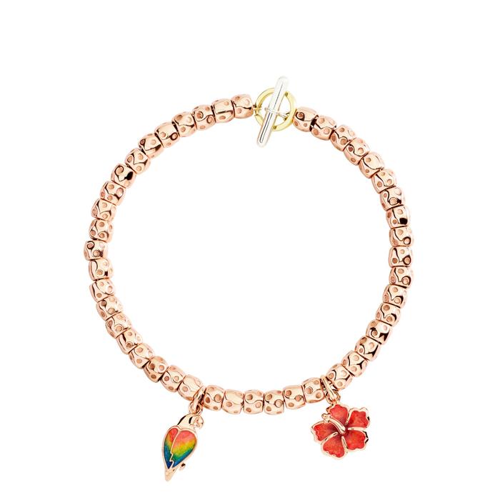 CIONDOLO PAPPAGALLO ORO ROSA & SMALTO