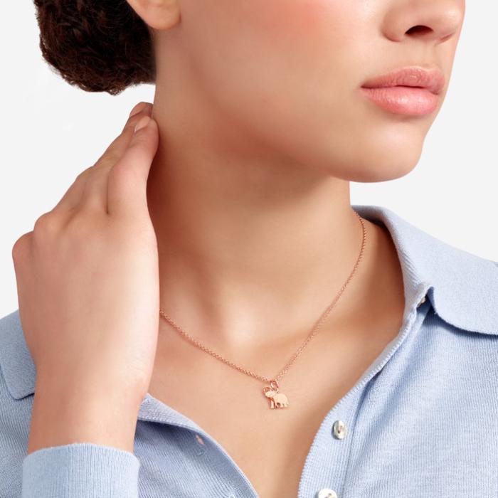 CIONDOLO ELEFANTE ORO ROSA