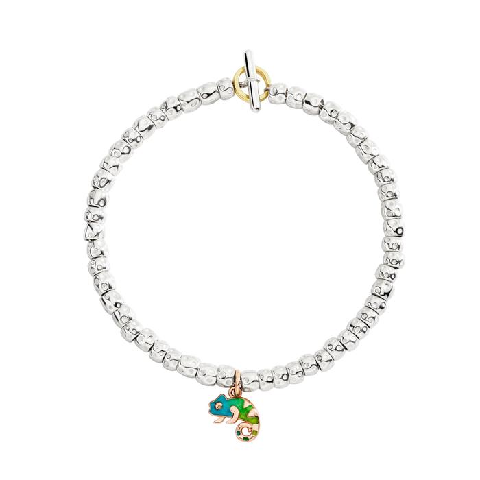 CIONDOLO CAMALEONTE ORO ROSA & SMALTO