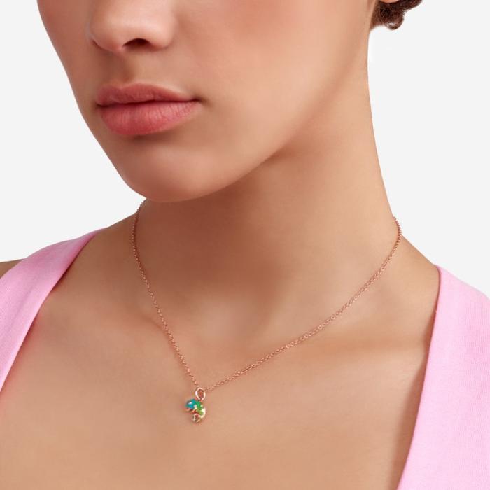 CIONDOLO CAMALEONTE ORO ROSA & SMALTO