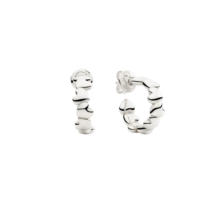 SILVER HEART HOOP EARRINGS
