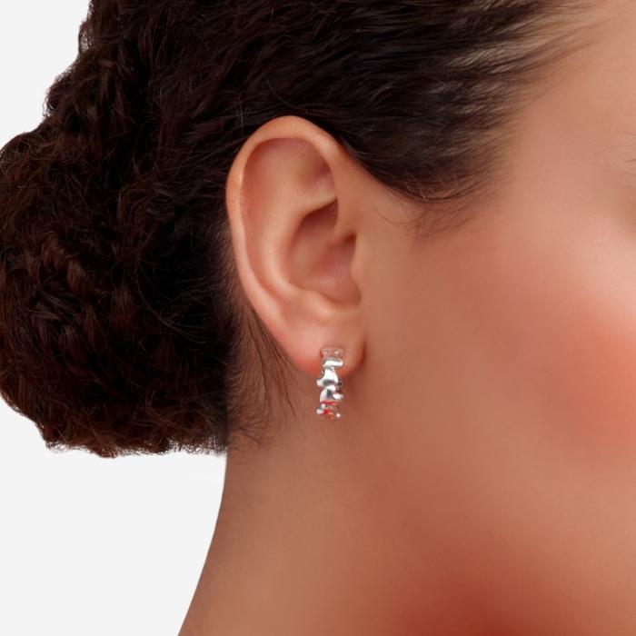SILVER HEART HOOP EARRINGS