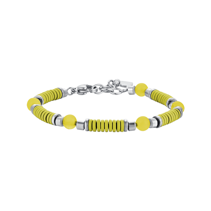 GIRL'S BRACELET IN STEEL WITH YELLOW STONES AND ELEMENTS WITH YELLOW ENAMEL