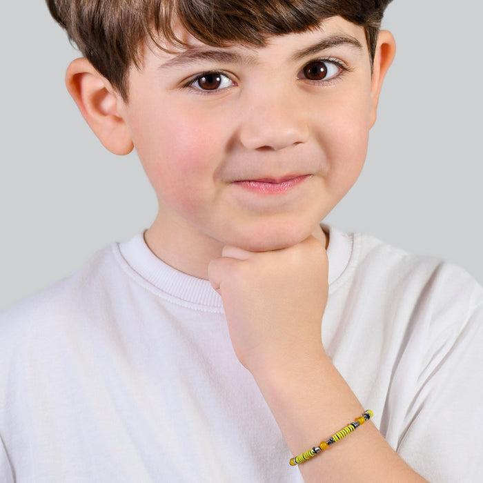 GIRL'S BRACELET IN STEEL WITH YELLOW STONES AND ELEMENTS WITH YELLOW ENAMEL