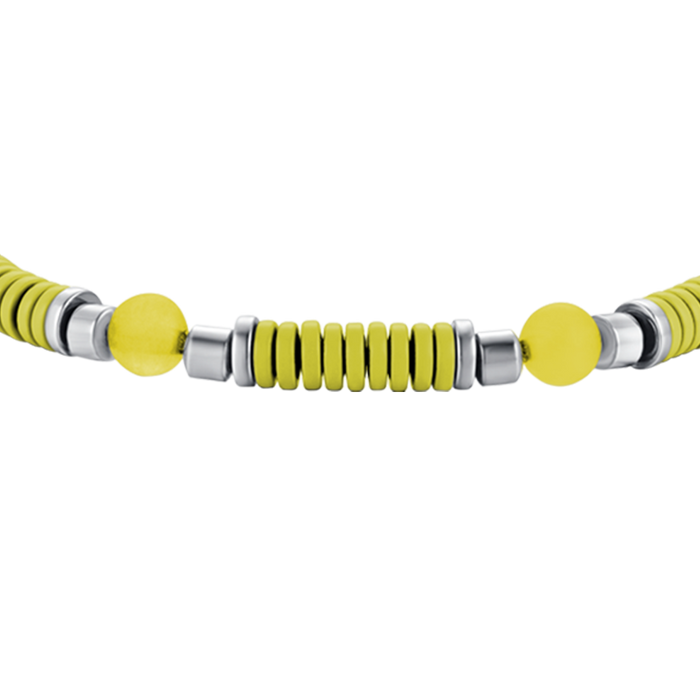GIRL'S BRACELET IN STEEL WITH YELLOW STONES AND ELEMENTS WITH YELLOW ENAMEL