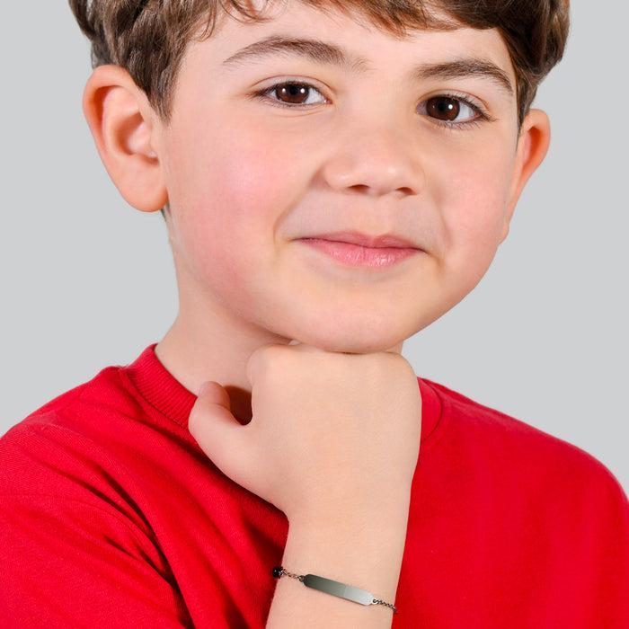 BRACCIALE BAMBINO IN ACCIAIO CON PIETRE BIANCHE E NERE