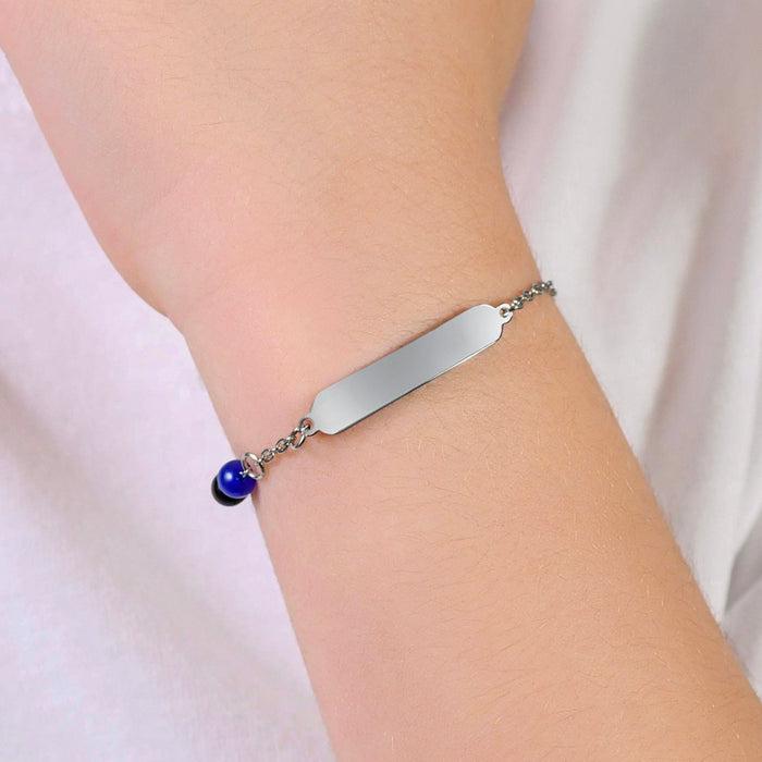 BRACCIALE BAMBINO IN ACCIAIO CON PIETRE BLU E NERE