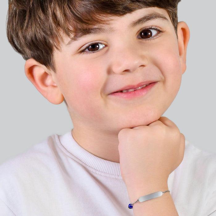 BRACCIALE BAMBINO IN ACCIAIO CON PIETRE BLU E NERE