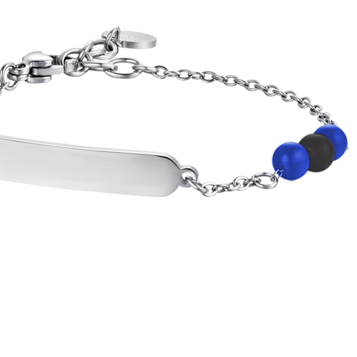 BRACCIALE BAMBINO IN ACCIAIO CON PIETRE BLU E NERE