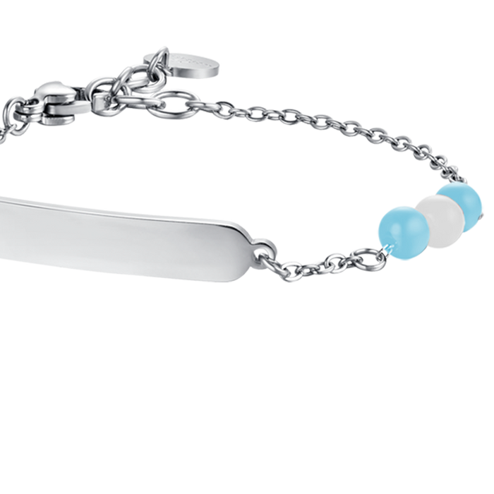 BRACCIALE BAMBINO IN ACCIAIO CON PIETRE AZZURRE E BIANCHE
