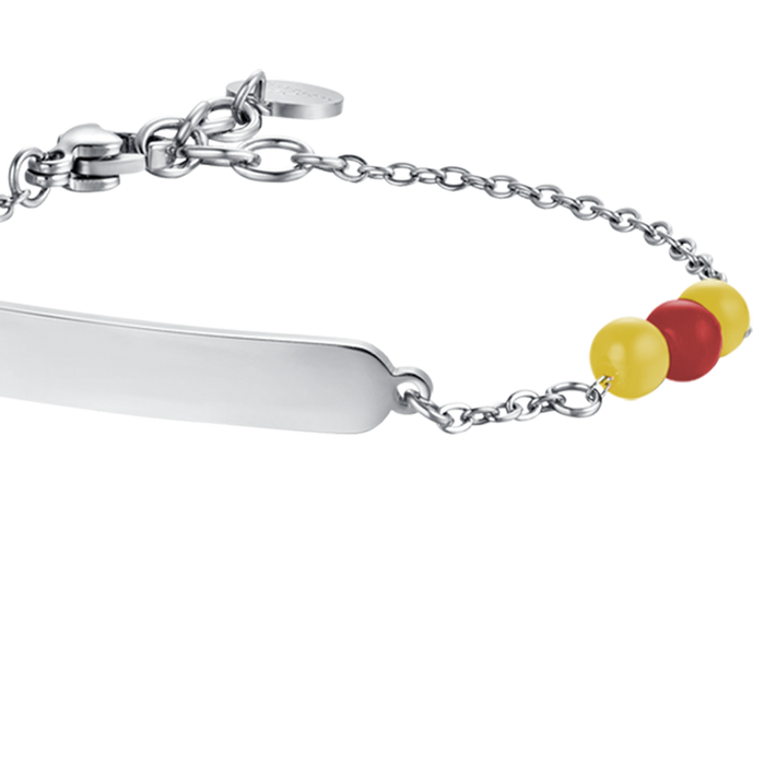 BRACCIALE BAMBINO IN ACCIAIO CON PIETRE GIALLE E ROSSE