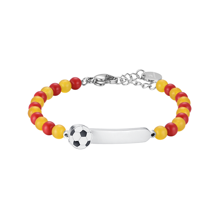 BRACCIALE BAMBINO IN ACCIAIO CON PIETRE ROSSE E GIALLE