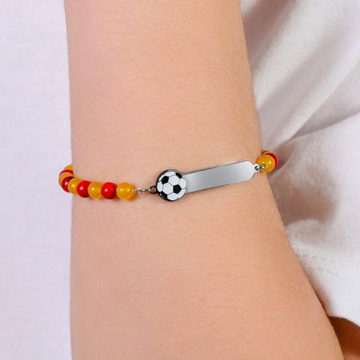 BRACCIALE BAMBINO IN ACCIAIO CON PIETRE ROSSE E GIALLE