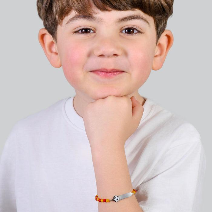 BRACCIALE BAMBINO IN ACCIAIO CON PIETRE ROSSE E GIALLE