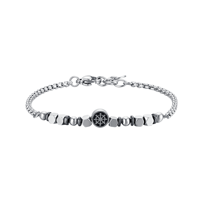 BRACCIALE BAMBINO IN ACCIAIO CON EMATITE GRIGIA E TIMONE