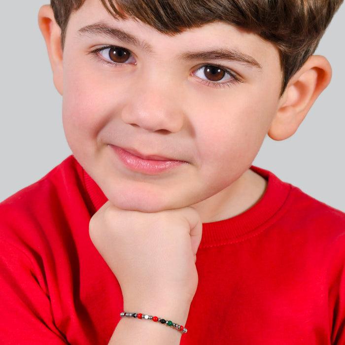 BRACCIALE BAMBINO IN ACCIAIO CON PIETRE MULTICOLOR