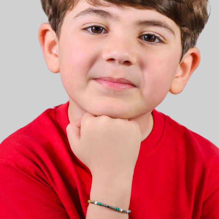 BRACCIALE BAMBINO IN ACCIAIO CON PIETRE MULTICOLOR