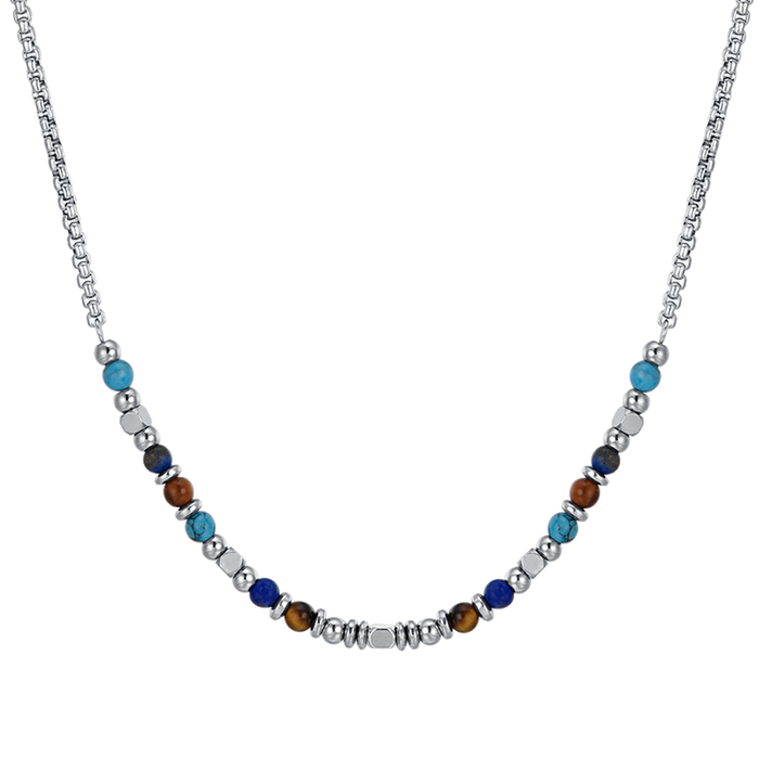 COLLIER ENFANT EN ACIER AVEC PIERRES MULTICOLORES