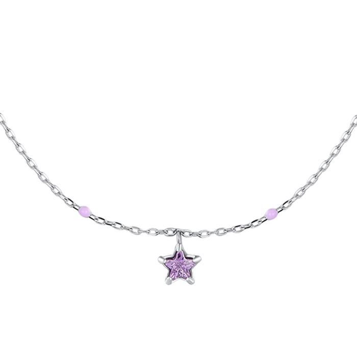 COLLANA BAMBINA IN ACCIAIO CON STELLA ZIRCONE VIOLA E PIETRE VIOLA
