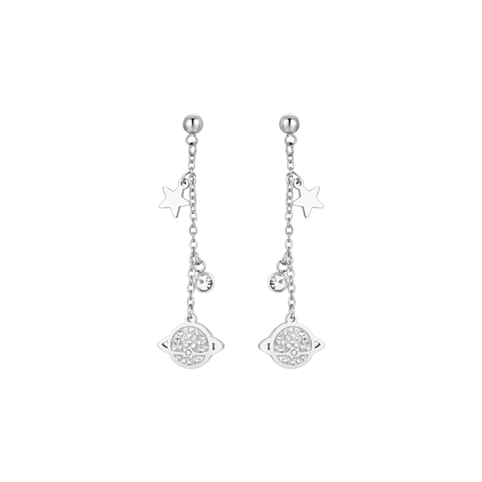 BOUCLES D'OREILLES FEMME EN ACIER PLANÈTE ET ÉTOILES