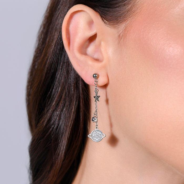 BOUCLES D'OREILLES FEMME EN ACIER PLANÈTE ET ÉTOILES