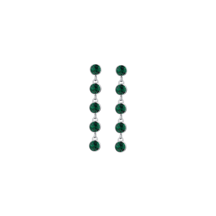 BOUCLES D'OREILLES FEMME EN ACIER AVEC CRISTAUX VERTS