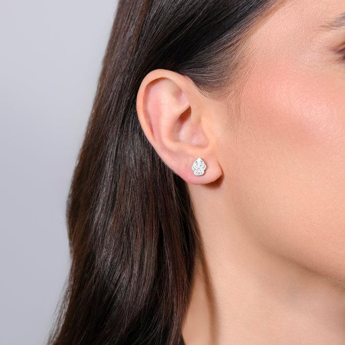 BOUCLES D'OREILLES FEMME EN ACIER PATTE ET CRISTAUX