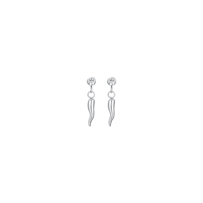 BOUCLES D'OREILLES FEMME EN ACIER, CORNE ET ZIRCON