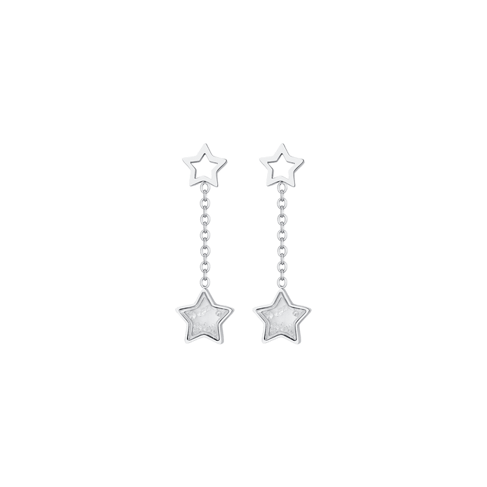 BOUCLES D'OREILLES FEMME EN ACIER AVEC ÉTOILES ET ZIRCONE