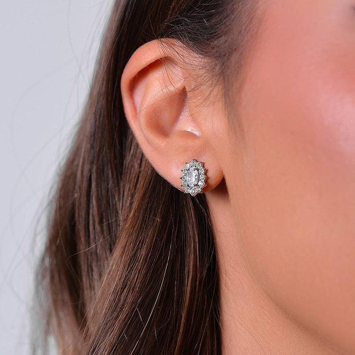 BOUCLES D'OREILLES FEMME EN ACIER AVEC CRISTAUX ET ZIRCON BLANC