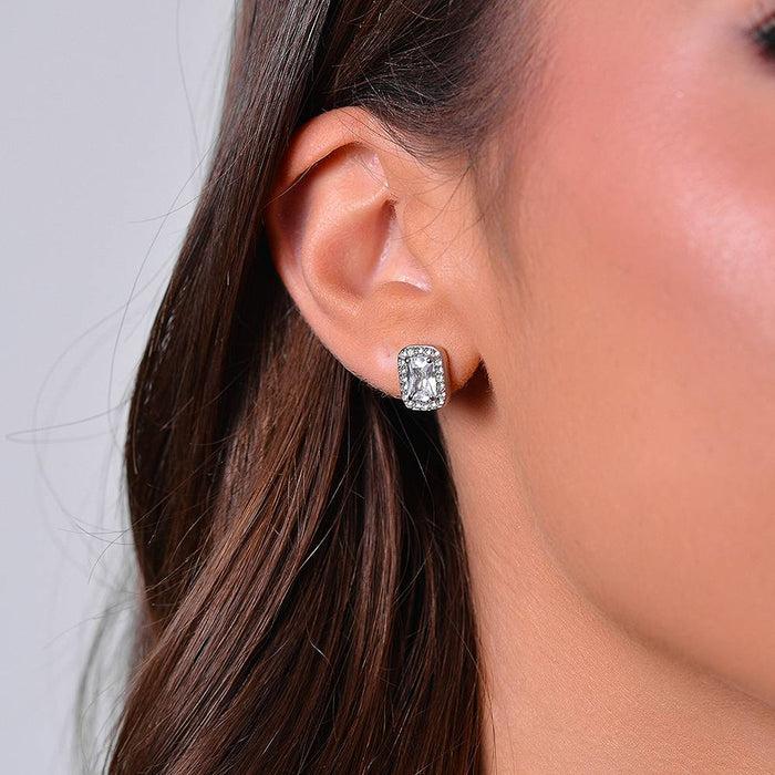 BOUCLES D'OREILLES FEMME EN ACIER AVEC CRISTAUX ET ZIRCON