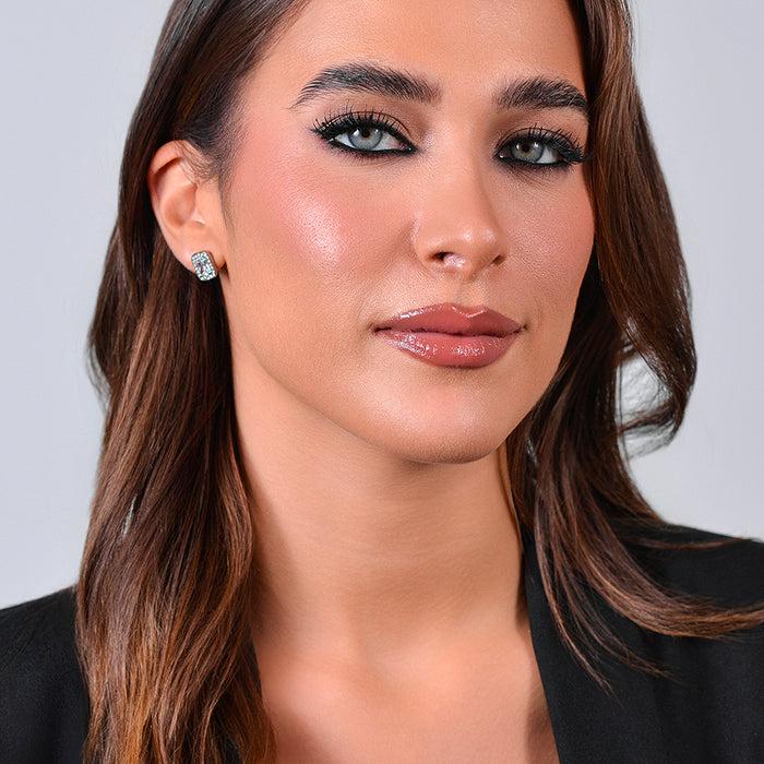 BOUCLES D'OREILLES FEMME EN ACIER AVEC CRISTAUX ET ZIRCON