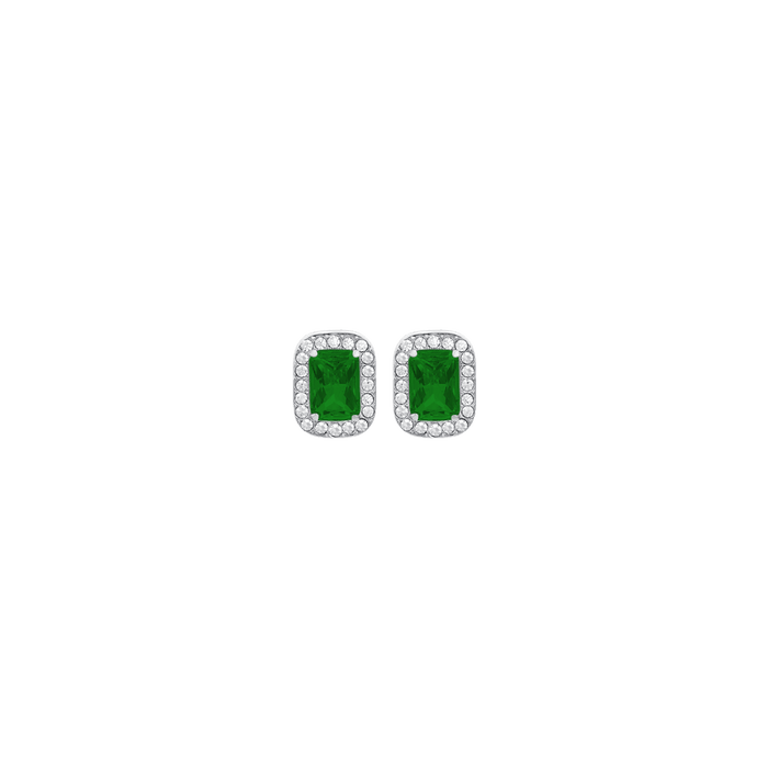 BOUCLES D'OREILLES FEMME EN ACIER AVEC CRISTAUX ET ZIRCON VERT