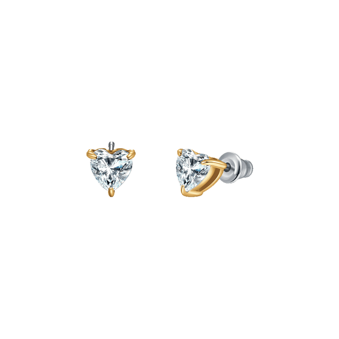 ORECCHINI DONNA IN ACCIAIO E IP GOLD CON CUORE CRISTALLO BIANCO