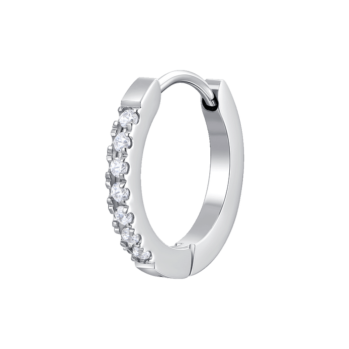 MONO ORECCHINO DONNA IN ACCIAIO CON CRISTALLI BIANCHI