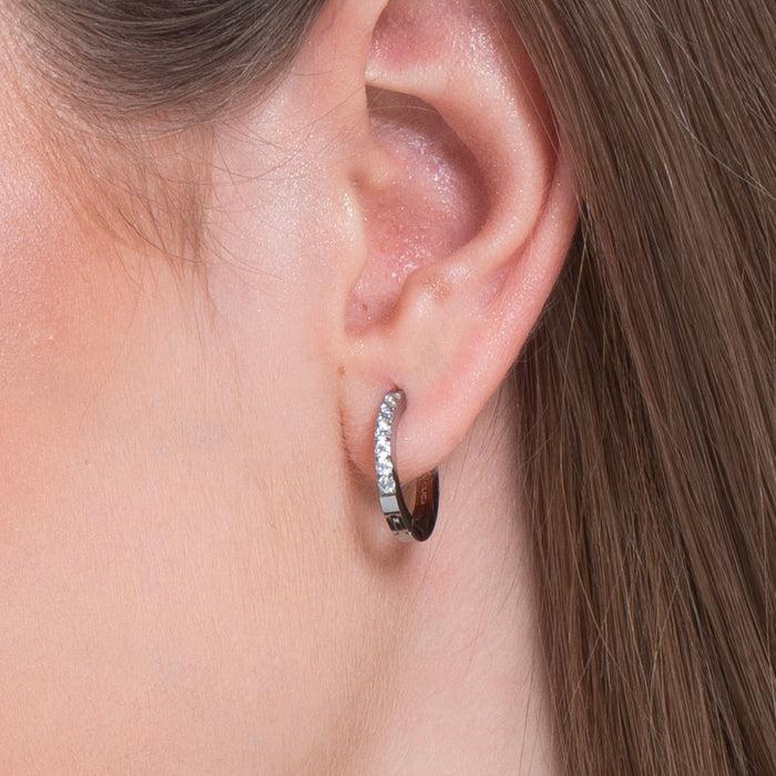 MONO ORECCHINO DONNA IN ACCIAIO CON CRISTALLI BIANCHI