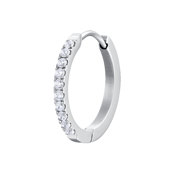 MONO ORECCHINO DONNA IN ACCIAIO CON CRISTALLI BIANCHI